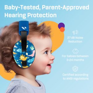 Vanderfields Baby Ear Protection Noise Cancelling Headphones for Babies, Toddlers, Infants 3 months to 2 years,Dinosaur Club