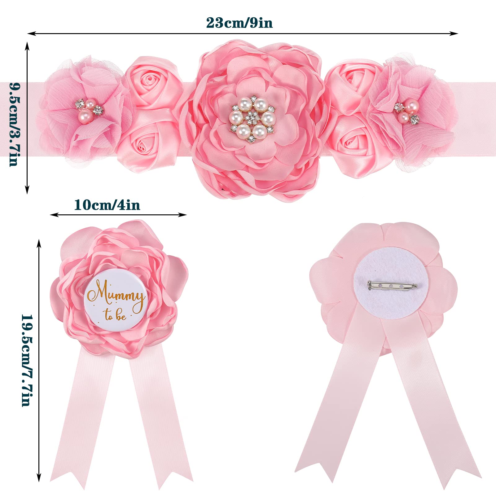 Chenkaiyang 3 Packs Baby Shower Decorations Maternity Sash Mummy to Be & Daddy to Be Corsage Pin Set Baby Shower Maternity Photography Gifts Pregnancy Flower Belly Belt Baby Welcome Party Gifts