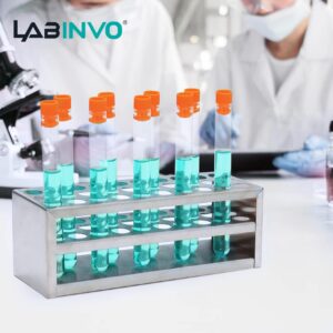 LABINVO 40Holes(4×10) Tube Rack, Suitable for Tubes of Dia.≤21mm,Stainless Steel Test Tube Holder,IN-TTRS40