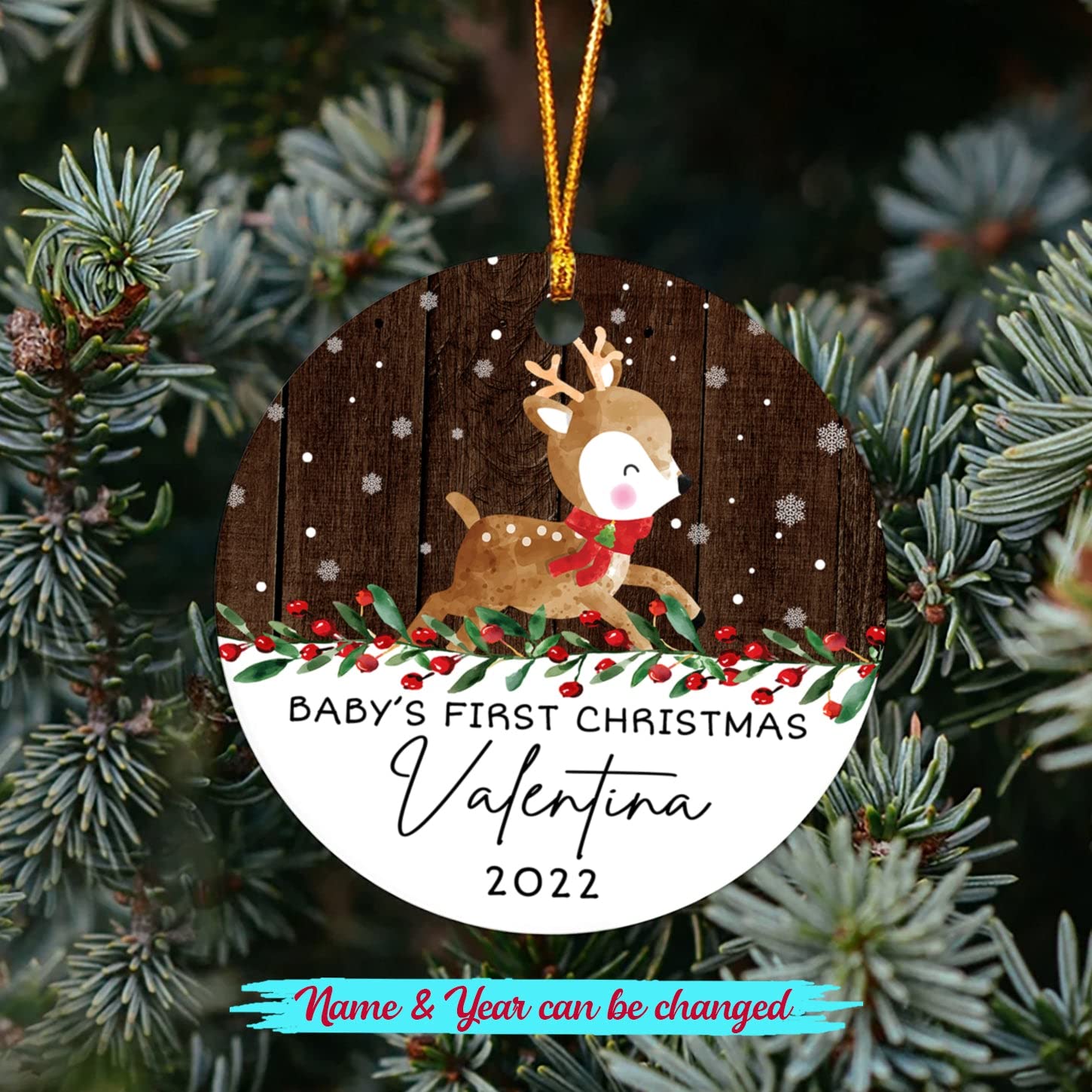 Ornaments Baby's First Christmas 2024, Personalized Deer Baby 1st Christmas Ornaments Gift for New Dad New Mom Newborn, Custom Name Deer Baby Boy Baby Girl Xmas Ornament, Deer Baby Ornament for Kids