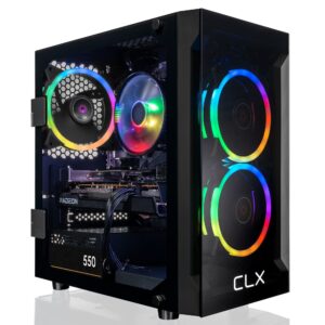 clx set gaming desktop - amd ryzen 7 5700x 3.4ghz 8-core processor, 16gb ddr4 memory, radeon rx 6600 xt 8gb gddr6 graphics, 500gb ssd, 2tb hdd, wifi, windows 11 home 64-bit