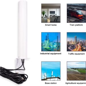 URCIANOW High Gain 14dBi 4G LTE Antenna 698~960/1710~2690MHz 4G LTE Omnidirectional Outdoor Long Range WiFi Antenna with 16.4ft Doul SMA Male Connectors Cable for Hotspot Cellular Modem 4G LTE Router