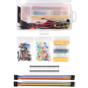 Diitao Electronic Breadboard Component,Electronic Fun Kit with 830 Tie Point Breadboard,Bundle,Power Supply,Jumper Wires,Resistors,LED for Arduino for Raspberry Pi