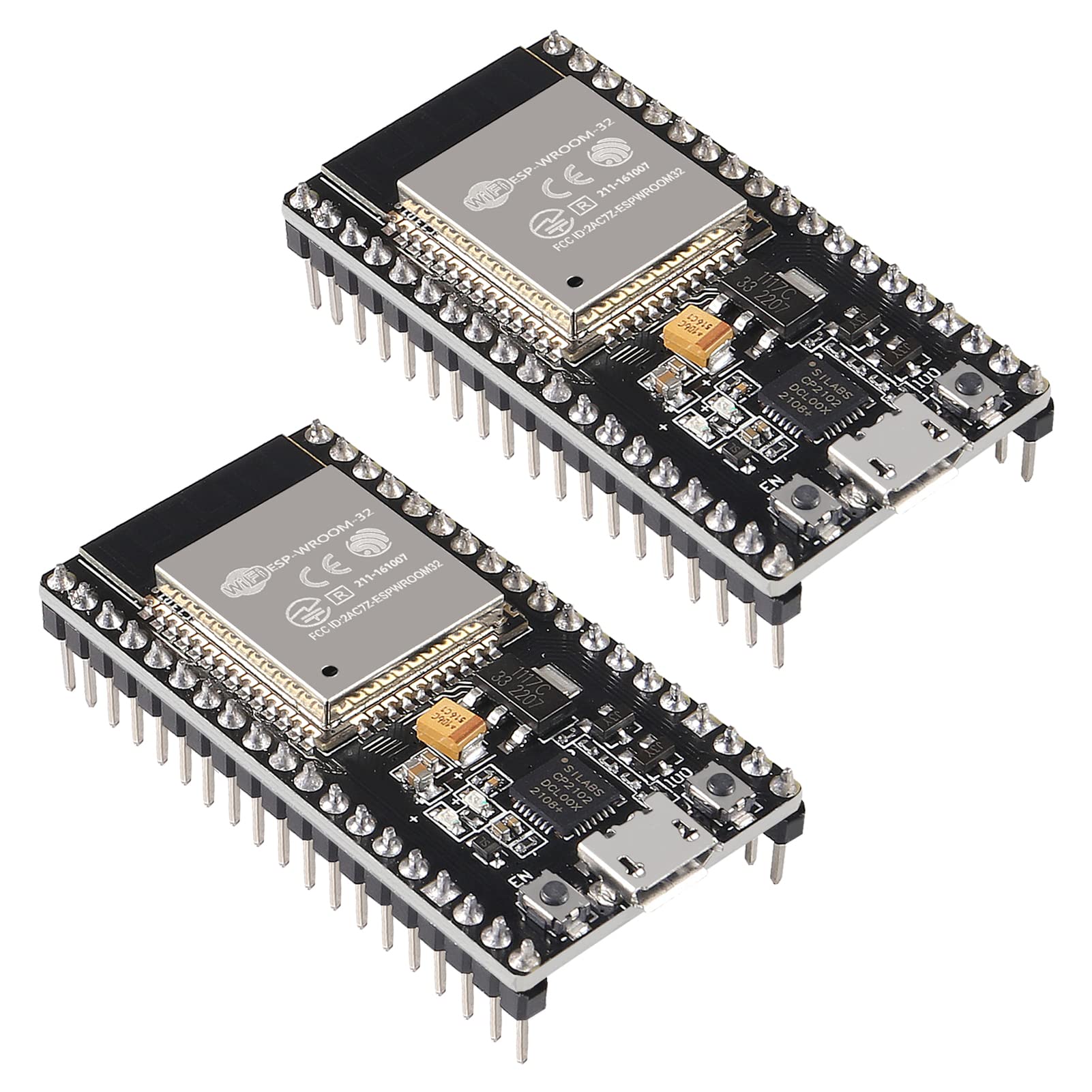 AITIAO 2Pcs ESP32 ESP-WROOM-32 Development Board Chip CP2102 38pins 2.4 GHz Dual Core WLAN WiFi + Bluetooth 2-in-1 Microcontroller for ESP32