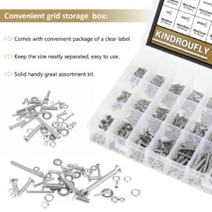 1504 Pieces Phillips Countersunk Head Machine Screws Nuts Washers Kit, Kindroufly M2 M3 M4 Screw Assortment Kit, Machine Screws, 304 Stainless Steel