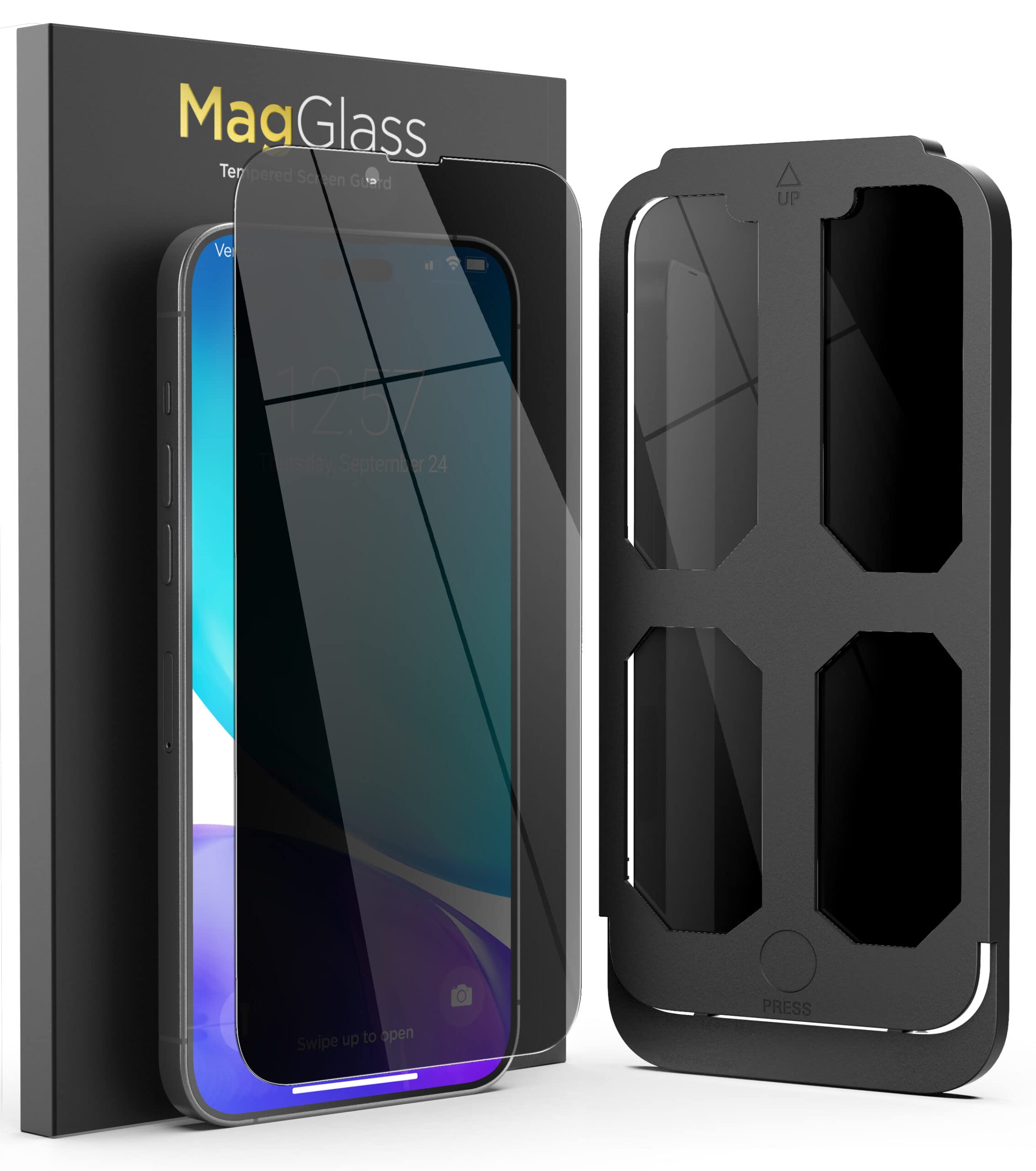 magglass Privacy+ Guard for iPhone 14 PRO MAX Privacy Screen Protector Tempered Glass, Case Compatible (Anti-Spy Side Tint)