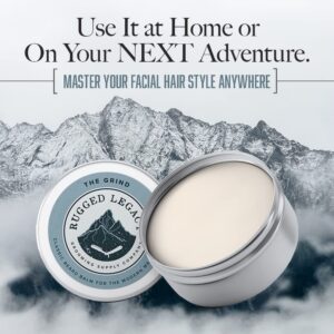 Rugged Legacy - Beard Balm, The Grind 2oz Beard Balm for Men, Scented Beard Balm with Notes of Coffee & Fresh Bergamot, Beard Balm Made with Natural Oils that Enrich Your Entire Beard - Roots To End