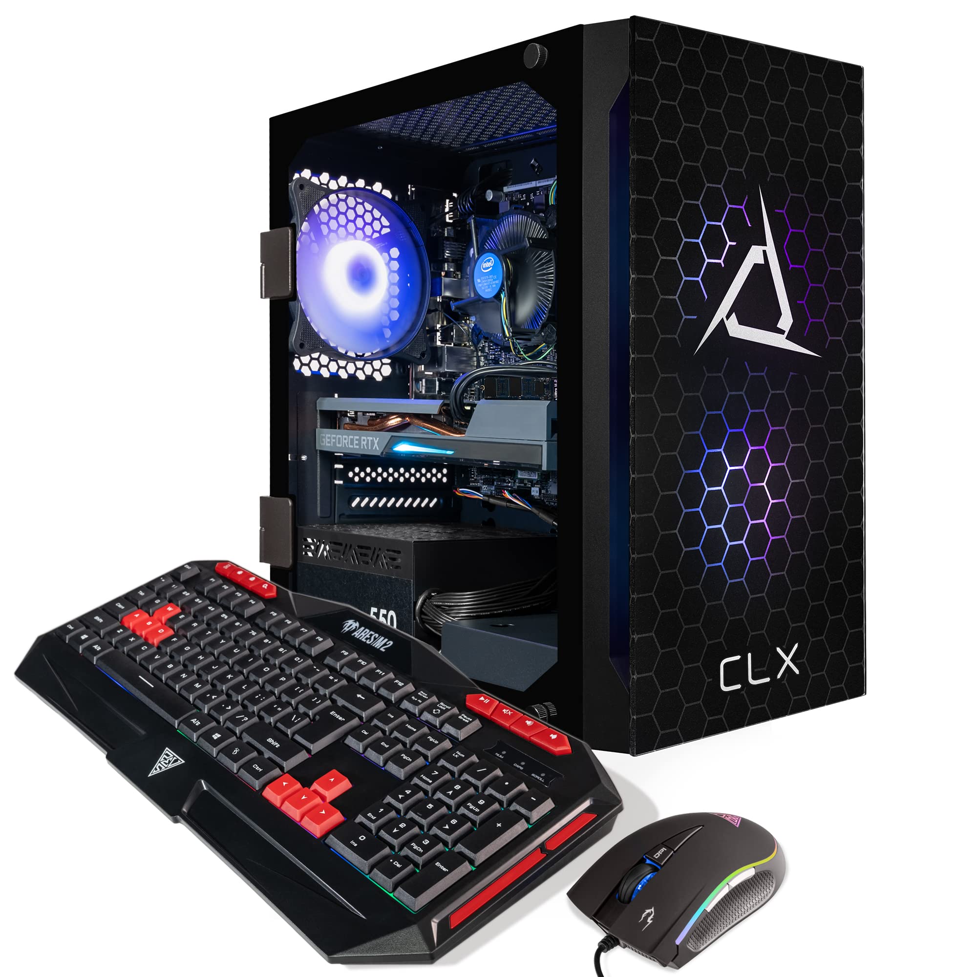 CLX Set Gaming Desktop - Intel Core i5 11400F 2.6GHz 6-Core Processor, 16GB DDR4 Memory, GeForce RTX 3050 8GB GDDR6 Graphics, 500GB SSD, 2TB HDD, WiFi, Windows 11 Home 64-bit