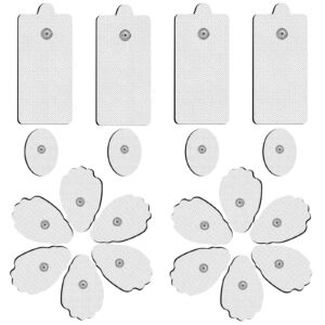 20 packs stronger self-adhesive performance tens pads compatible with medvice, nursal, belifu tens units, 3.5mm snap latex-free tens unit replacement pads electrode patches reuse more than 50 times