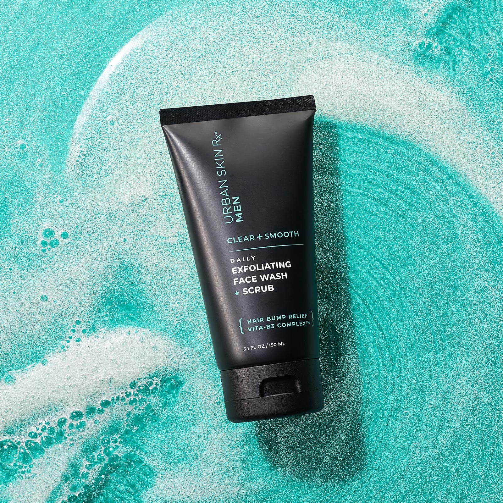 Daily Mens Exfoliating Face Wash + Scrub | Urban Skin Rx® | Powerful 2-in-1 Cleanser and Scrub | Cleans Pores of Dirt and Oil. Formulated with Salicylic Acid, Jojoba Beads and Niacinamide | 5.1 fl oz