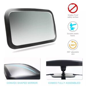 LmtLessDeals Baby Car Mirror Shatterproof Safely Monitor Infant Child in Rear Facing Seat Crash Test Rear Facing Car Mirror XL Wide Angle