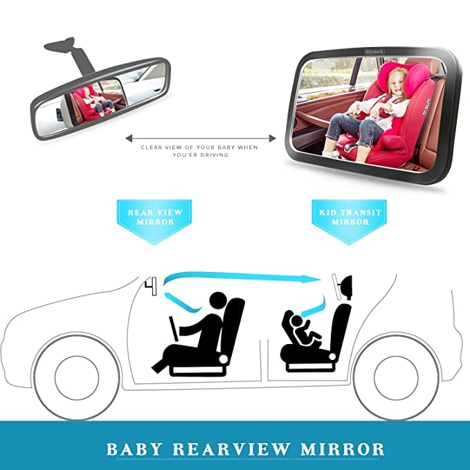 LmtLessDeals Baby Car Mirror Shatterproof Safely Monitor Infant Child in Rear Facing Seat Crash Test Rear Facing Car Mirror XL Wide Angle