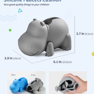 Mandoo Faucet Cover Bathtub Baby, Bath Spout Cover for Baby, Bath Faucet Cover for Kids, Tub Spout Cover Bathtub Faucet Cover Kids Safety, Protection Baby Universal Bath Silicone Toys Grey Hippo