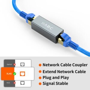 RJ45 Coupler, IIABC Ethernet Coupler 3 Pack, in Line Coupler for Cat7/Cat6/Cat5e/Cat5 Ethernet Cable Extender Adapter Female to Female