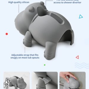 Mandoo Faucet Cover Bathtub Baby, Bath Spout Cover for Baby, Bath Faucet Cover for Kids, Tub Spout Cover Bathtub Faucet Cover Kids Safety, Protection Baby Universal Bath Silicone Toys Grey Hippo