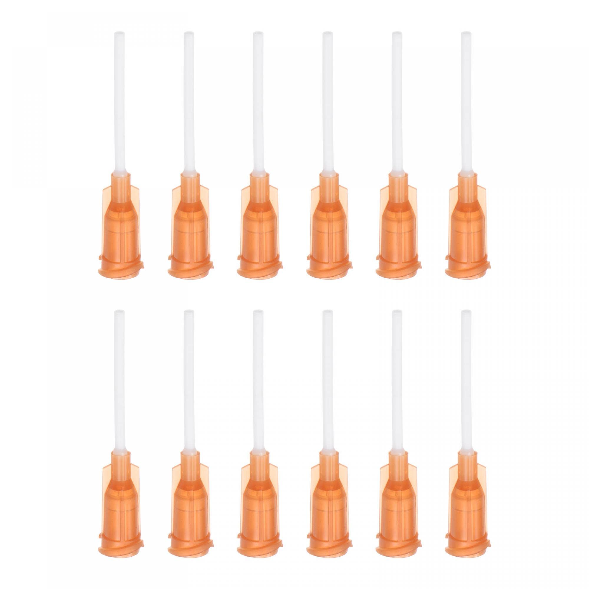 uxcell 20 Pcs 15G Plastic Dispensing Needles, 1" PP Glue Needle Tube Blunt Luer Lock Tips with PP Flexible Needle for Liquid Glue Gun, Amber