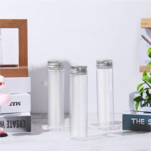 Mimorou 40 Pcs 110ml Clear Test Tubes with Lids Plastic Candy Tube Transparent Science Party Test Tubes with Cap Flat Bottomed Candy Containers Storage Tube for Wedding Christmas Party Favor