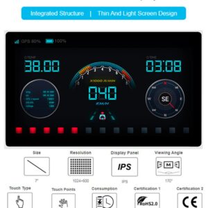 waveshare 7inch IPS Capacitive Touch Display 1024x600 Pixel, Integrated Thin and Light LCD with Adapter Board, for Raspberry Pi/Jetson Nano/Windows/PC, Support Windows/Linux/Android