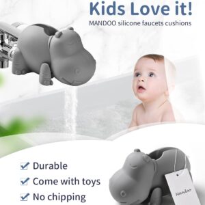 Mandoo Faucet Cover Bathtub Baby, Bath Spout Cover for Baby, Bath Faucet Cover for Kids, Tub Spout Cover Bathtub Faucet Cover Kids Safety, Protection Baby Universal Bath Silicone Toys Grey Hippo