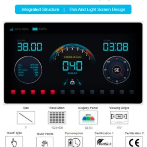 waveshare 7inch QLED Touch Capacitive Display 1024x600 Pixel, Integrated Thin and Light LCD with Adapter Board, for Raspberry Pi/Jetson Nano/Windows/PC, Support Windows/Linux/Android