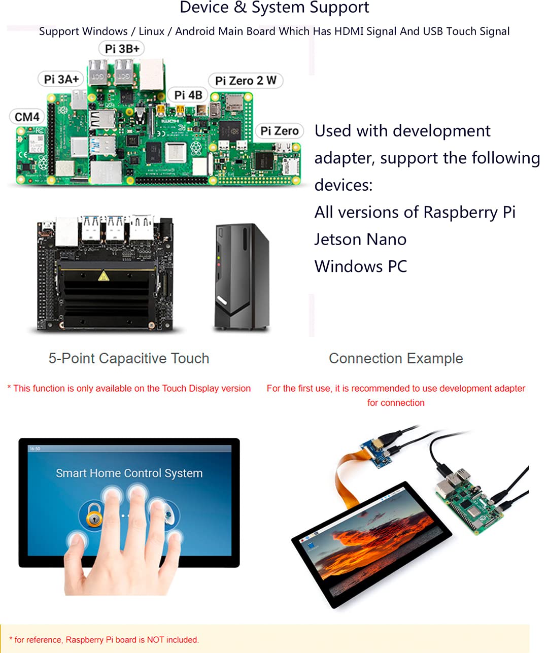 waveshare 7inch IPS Capacitive Touch Display 1024x600 Pixel, Integrated Thin and Light LCD with Adapter Board, for Raspberry Pi/Jetson Nano/Windows/PC, Support Windows/Linux/Android