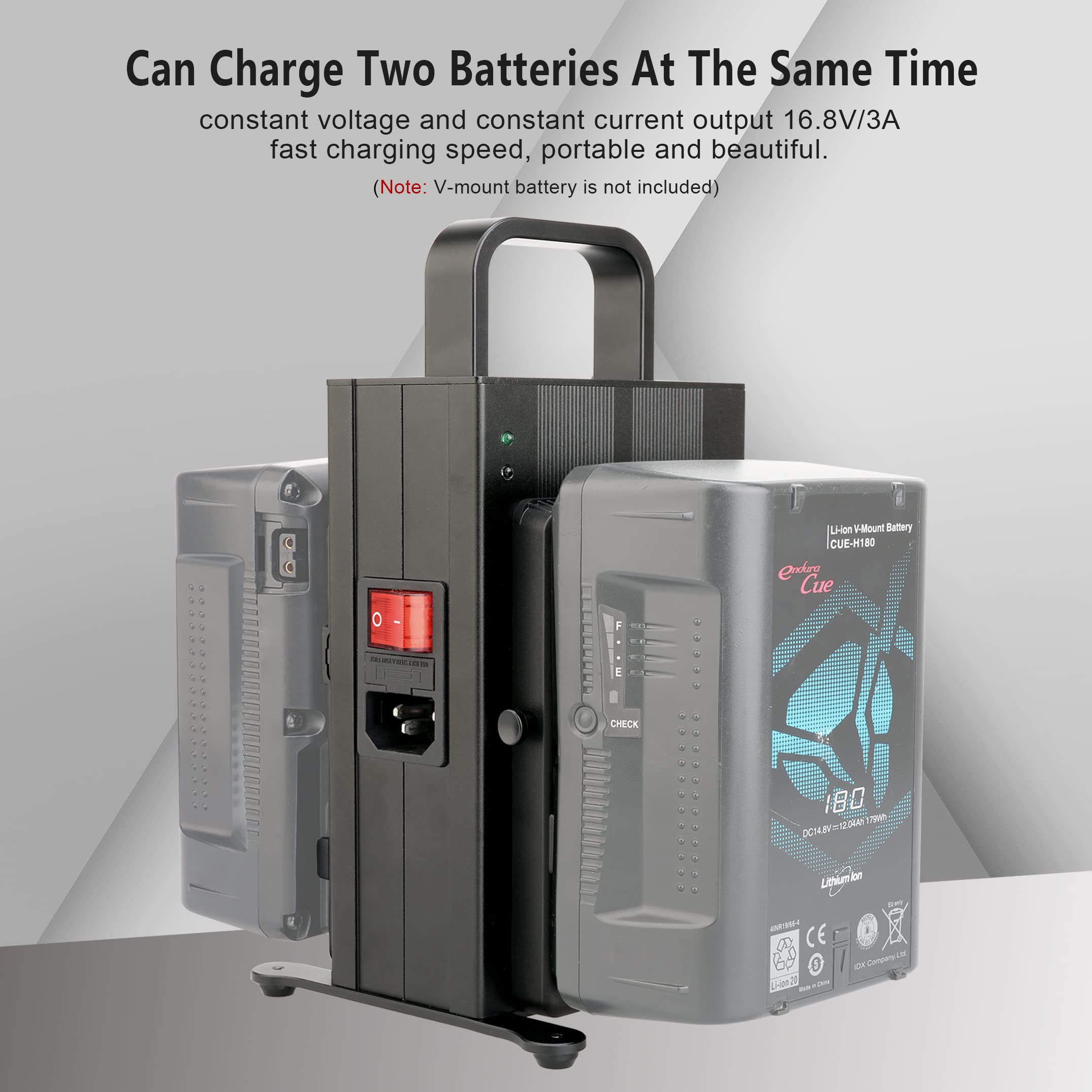 KOERTACOO 16.8V/3A Dual Channel V-Mount/V-Lock Battery Fast Charger, Compatible with All V-Mount Batteries and V-Mount Brick On The Market.