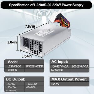 LXun L220AS-00 220W Power Supply Compatible with Dell Inspiron 3647 660s Acer X1420 X3400 eMachines Gateway Series Delta DPS-220UB A Liteon PS-5221-03DF H220AS-00 L220NS-00 650WP P3JW1 R82HS D220ES-01