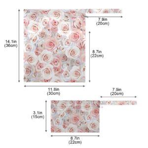 Kigai 2pcs Travel Wet and Dry Bag, Fashion Waterproof Wet Bags for Diapers, Swimwear, ect. Beach/Travel, Pink White Roses