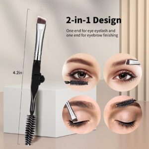 MSQ Eyebrow Brush and Comb Folding Eyelash Brush Eyelash Separator Eye Brow Comb & Spoolie Brush Professional Mascara Brushes Eye Makeup Tools Set 4PCS