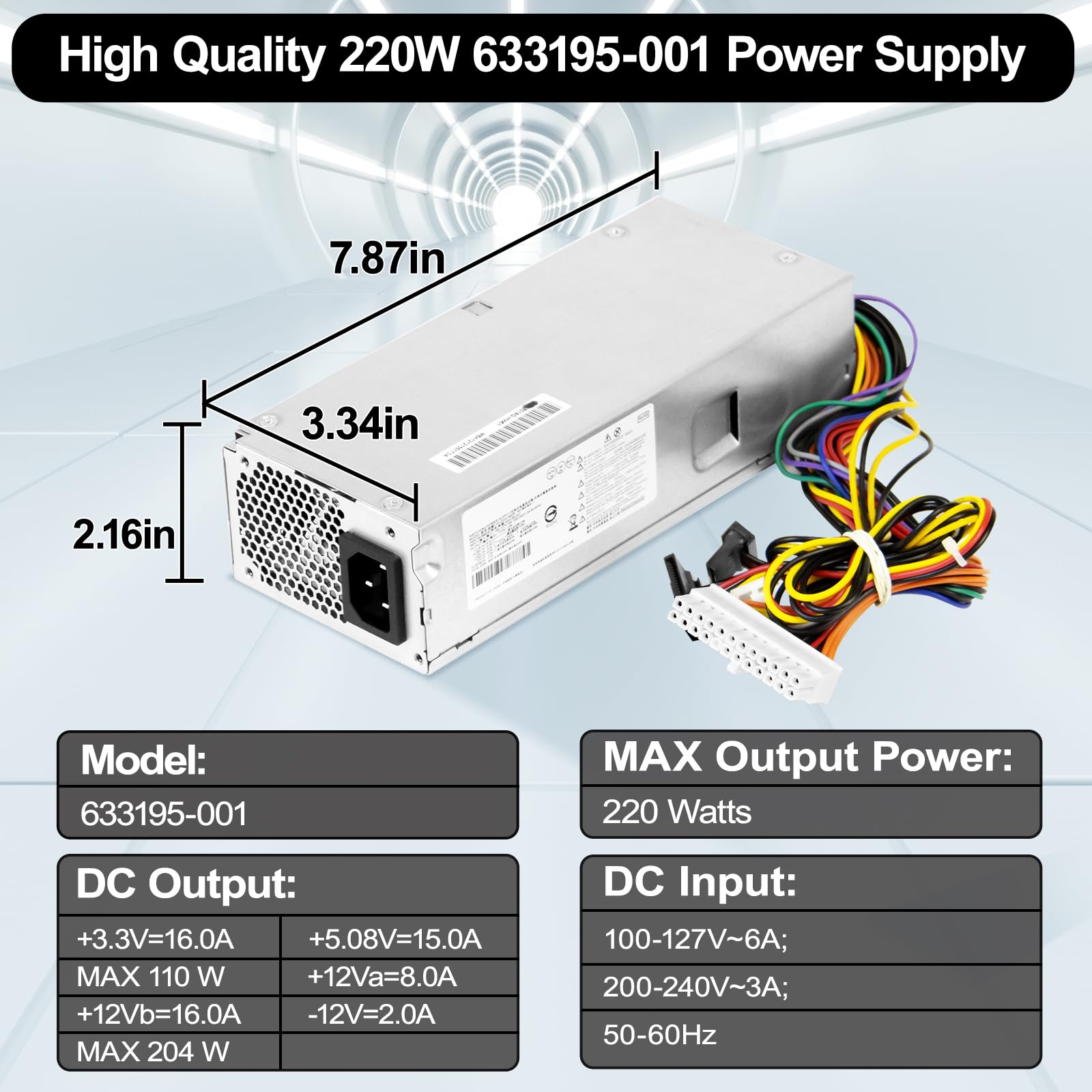 LXun 220W Power Supply Unit for HP Pavilion Slimline S5 Series,S5-1xxx S5-1024 Desktop PC S5-1110d S5-1002la S5-1010 TouchSmart 310-1205la, 633195-001 633196-001 633193-001,PCA222 FH-ZD221MGR PCA322