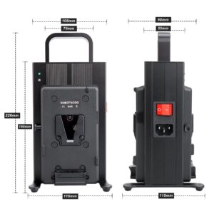 KOERTACOO 16.8V/3A Dual Channel V-Mount/V-Lock Battery Fast Charger, Compatible with All V-Mount Batteries and V-Mount Brick On The Market.