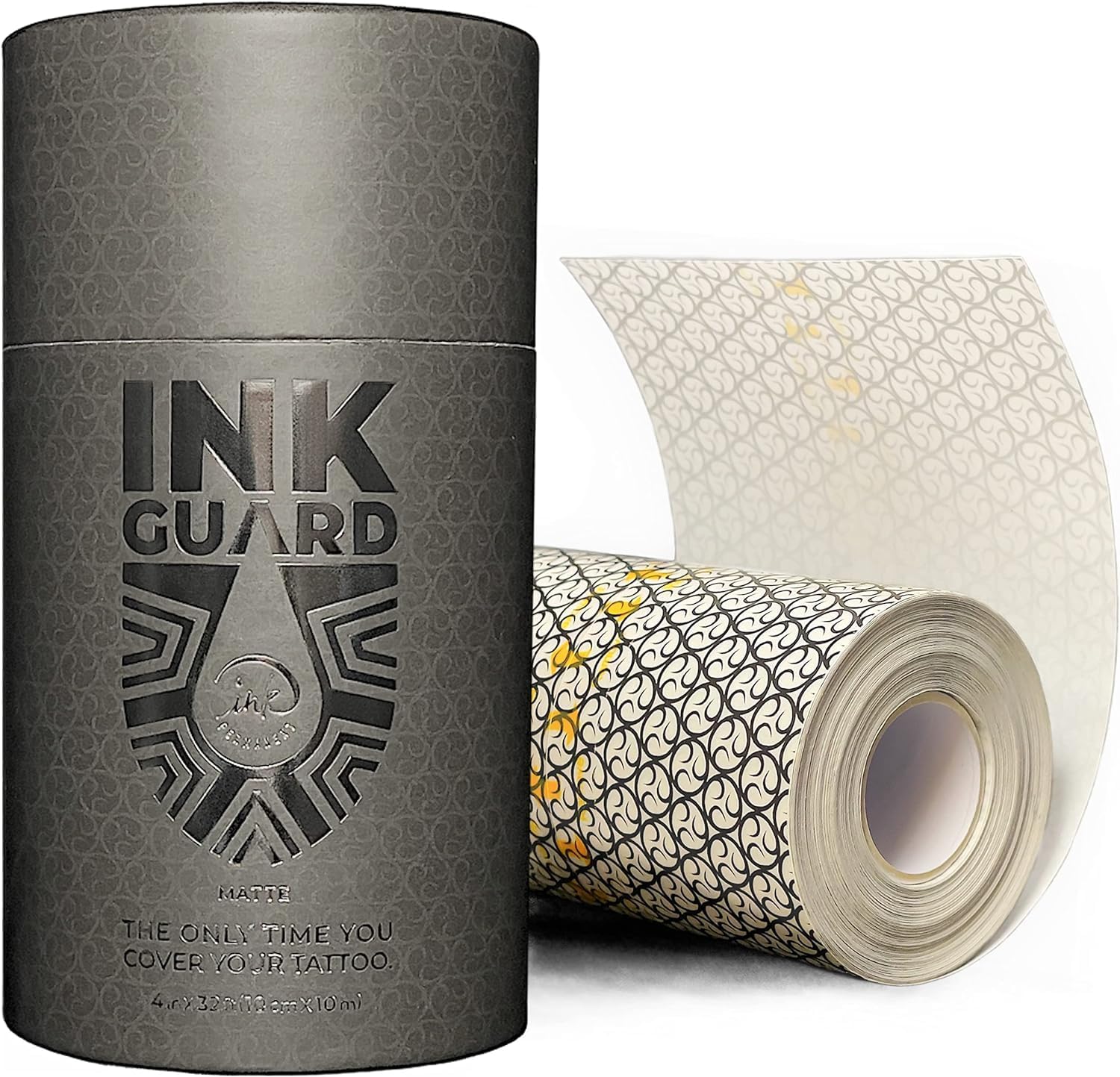 Ink Guard Matte Tattoo Aftercare Bandage 4" x 11 yd [10m X 10cm] Transparent Waterproof Cover Up Tape Roll Adhesive Bandage Protect and Heal Tattoos or Minor Skin Wounds