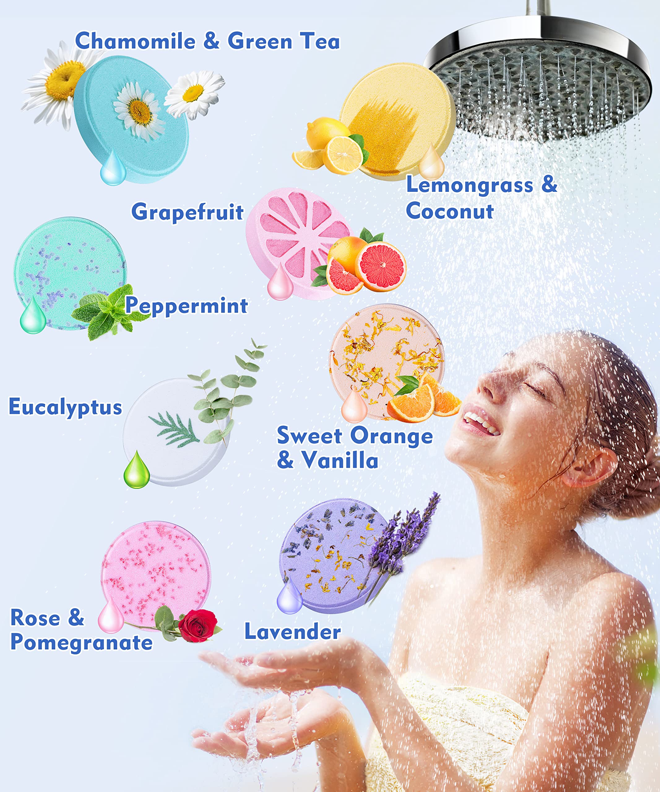 Aofmee Shower Steamers Aromatherapy - Pack of 8 Shower Bombs with Essential Oils for Relaxation, Christmas Gifts Birthday Gifts for Women and Men, Stress Relief and Luxury Self Care Shower Bath Bombs