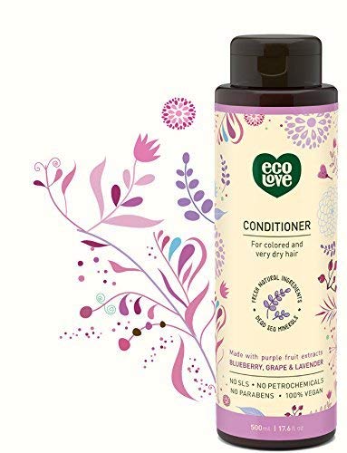 ecoLove - Natural Shampoo & Conditioner Set for Dry Damaged Hair and Color Treated Hair - With Natural Lavender Extract - No SLS or Parabens - Vegan and Cruelty-Free, 17.6 oz.