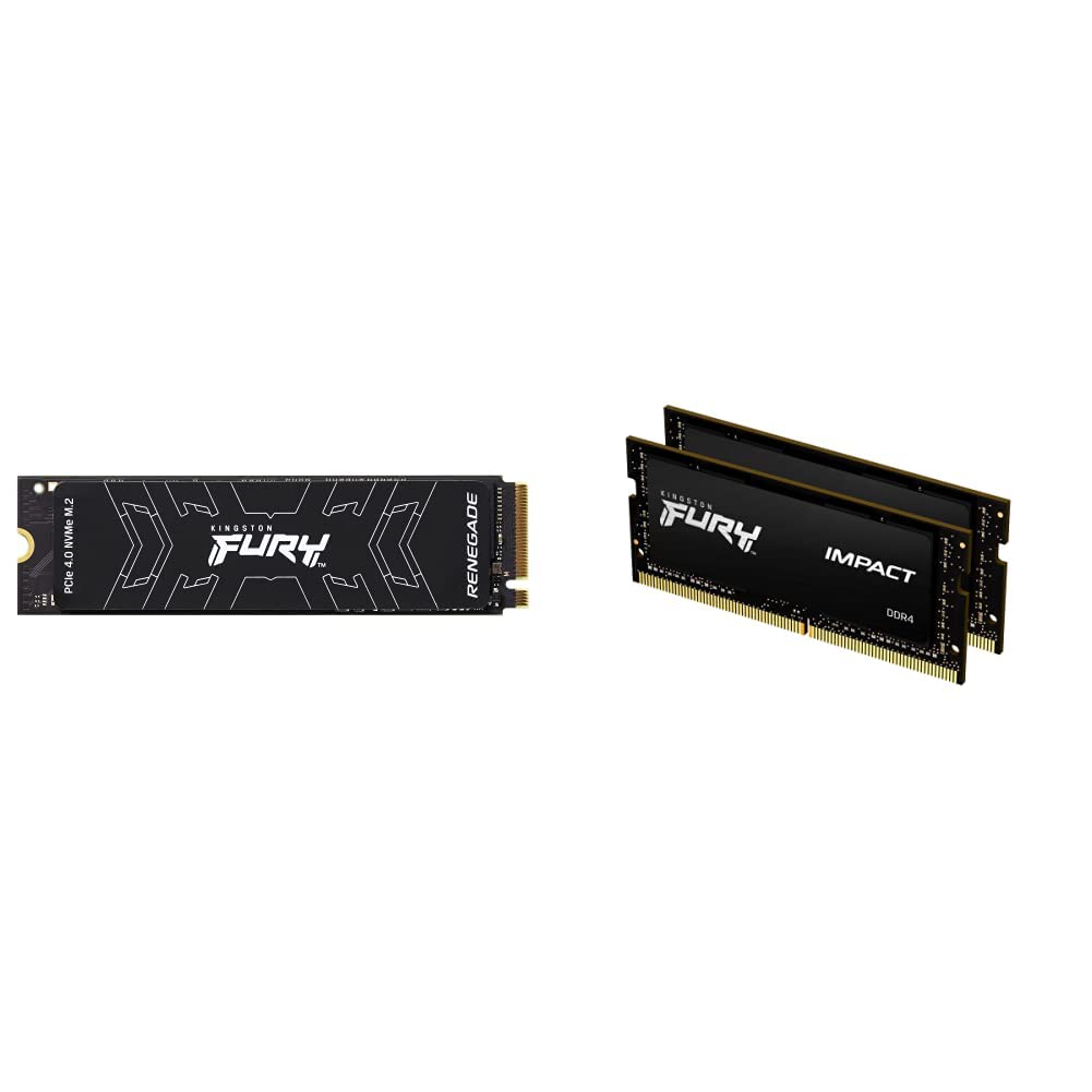 Kingston FURY Renegade 1TB PCIe Gen 4 NVMe M.2 Internal Gaming SSD FURY Impact 32GB (2x16GB) 3200MT/s DDR4 CL20 Laptop Memory Kit Bundle