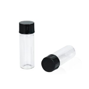 alwsci 144 pcs 1 dram (4 ml) clear borosilicate glass liquid empty sample vials, 15 mm diameter x 45 mm length, 13-425 black screw caps with natural ptfe/white silicone liner