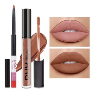 2pcs matte deep rose-beige lip liner and lipstick makeup set,nude matte liquid brown lipstick 24h and lip liner set matt liquid lips make up waterproof long lasting lipstick matte kit（#25）