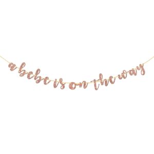 halodete a bebe is on the way banner, pregnancy announcement, baby shower, french welcome baby party decorations rose gold glitter