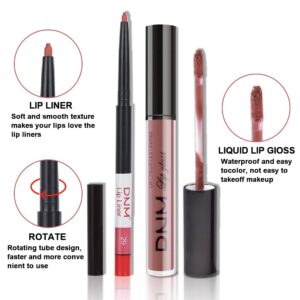 2pcs Matte Light Rosey Nude Lip Liner and Lipstick Makeup Set, Liquid Lipstick 24H and Lip Liner Set Matt Ink Liquid Lips Make Up Waterproof Long Lasting High Impact Color Seductress (#29)