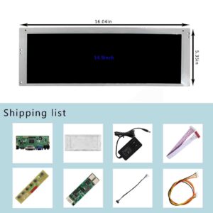 VSDISPLAY 14.9" 1280x390 LCD Screen LTA149B780F with HD-MI DVI VGA Audio Controller Board M.NT68676 with Acrylic Case,and Power Adapter,for DIY 1up Cabinet/Car Gauge Cluster Digital Marquee Monitor