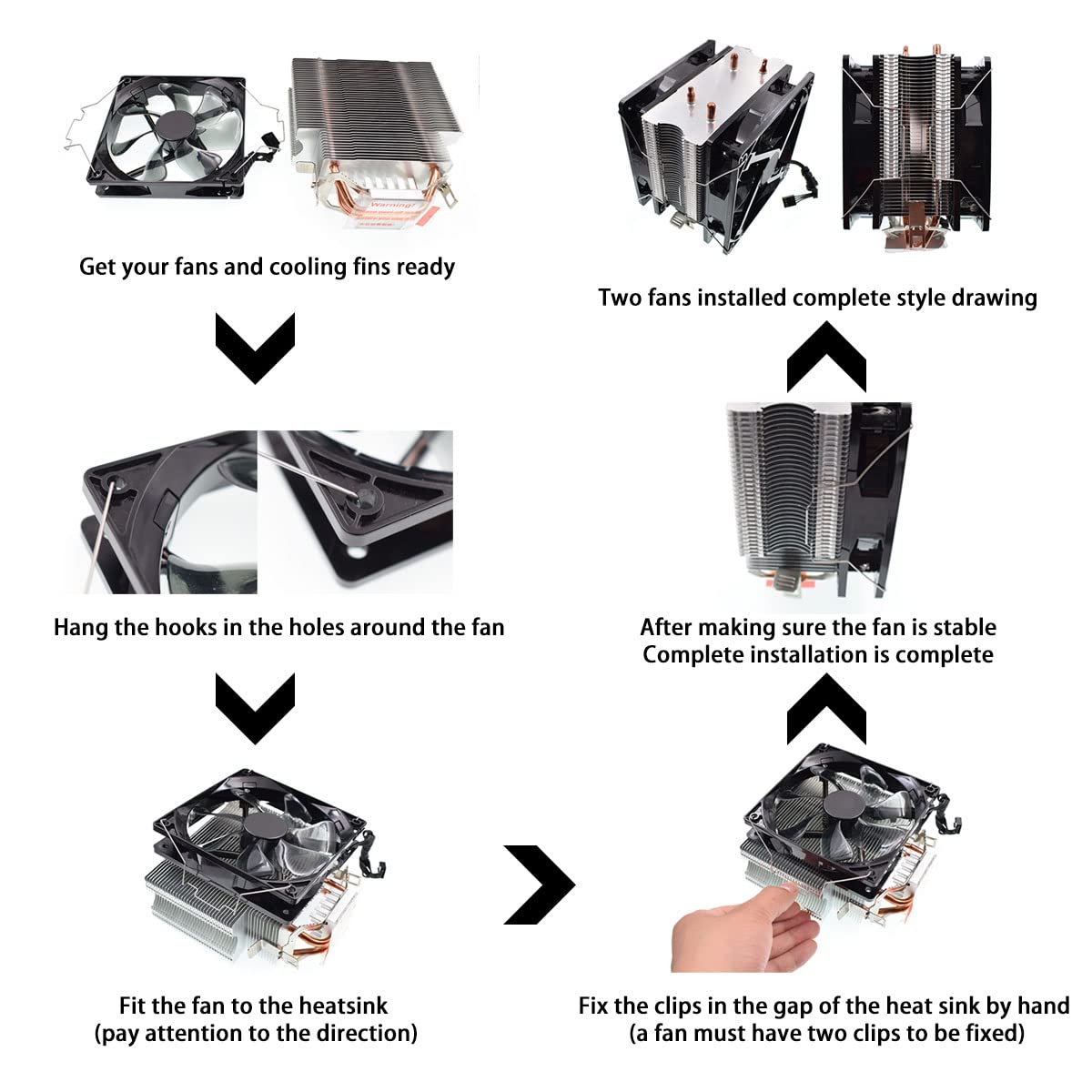 DGHAOP 4pcs Computer Mainboard CPU Radiator Fan Fixing Clip Computer Cooling Accessories, 12CM Wire Buckle Upper Hook Type