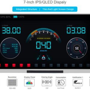 waveshare 7inch QLED Quantum Dot Display 1024x600 Pixel, Integrated Thin and Light LCD with Adapter Board, for Raspberry Pi/Jetson Nano/Windows/PC, Support Windows/Linux/Android (No Touch)