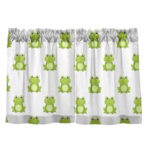 DOMIKING Cute Frog Kitchen Curtains 36 inch Length Rod Pocket Window Treatment Tier Pair for Bedroom Kids Child Baby Nursery Room, 2 Panels (27 W x 36 L)