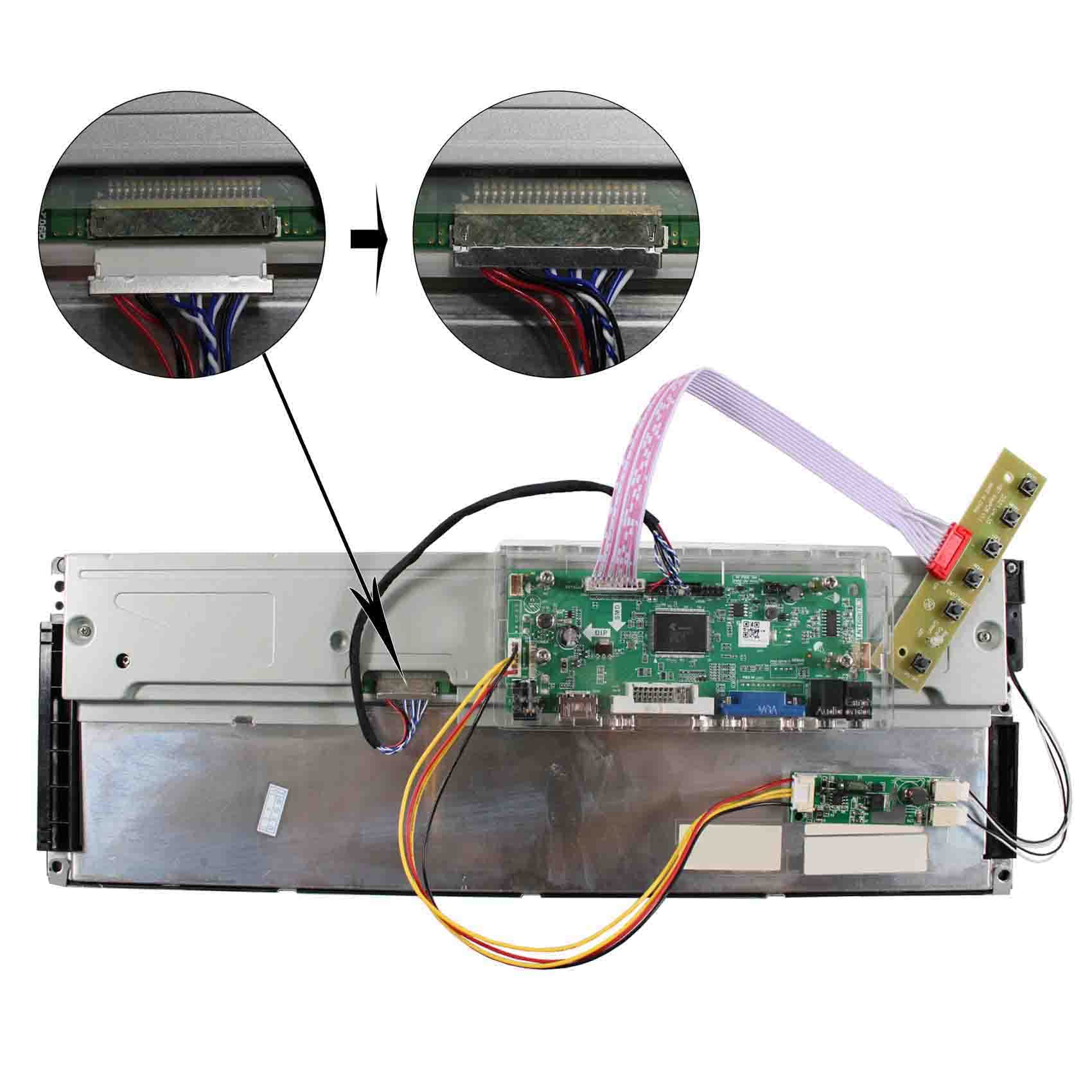 VSDISPLAY 14.9" 1280x390 LCD Screen LTA149B780F with HD-MI DVI VGA Audio Controller Board M.NT68676 with Acrylic Case,and Power Adapter,for DIY 1up Cabinet/Car Gauge Cluster Digital Marquee Monitor