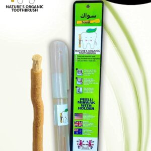 Miswak Sticks for Teeth | Sewak Natural Toothbrush | Siwak Organic Wooden Tooth Brush Oral Teeth Whitener with Holder | Vacuum Sealed مسواك by GENDA (1 Pack)