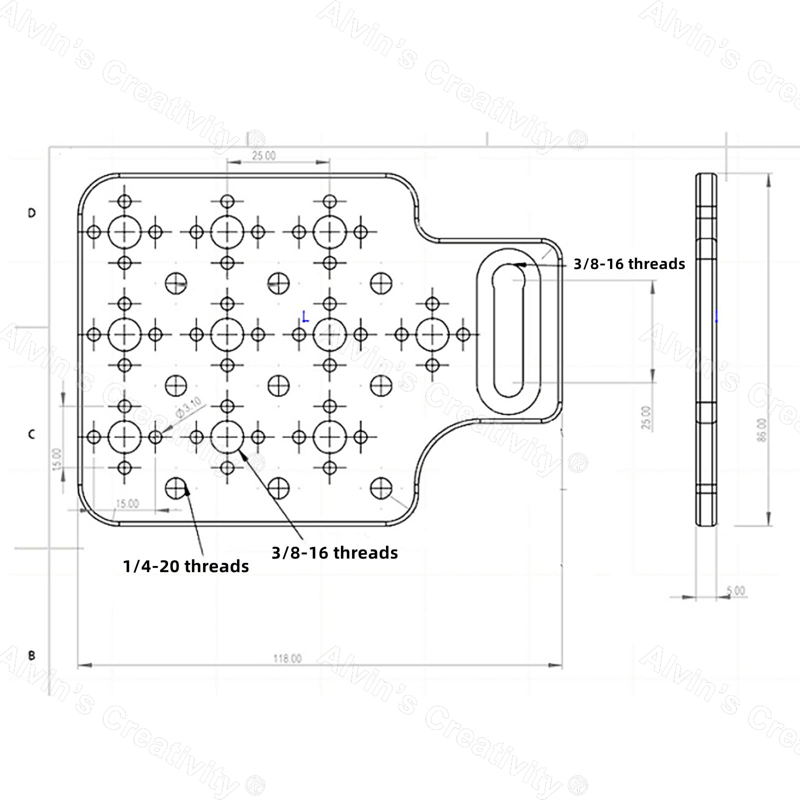 Alvins Camera Cheese Plate Universal Mounting Plate for ARRI Alexa| Mini LF| RED Camera