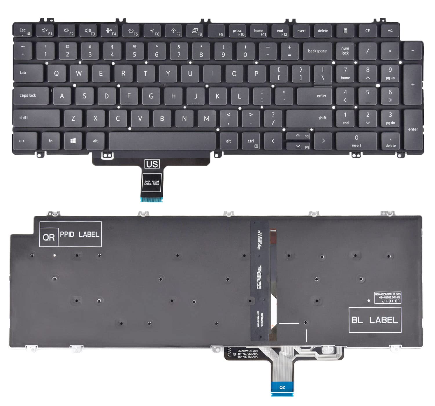 Replacement Keyboard for Dell Latitude 5520 5530 5540 5521 5531, Precision 3560 3570 3580 3561 3571 3581 Laptop with Backlit US Layout P/N: N7N16 0N7N16