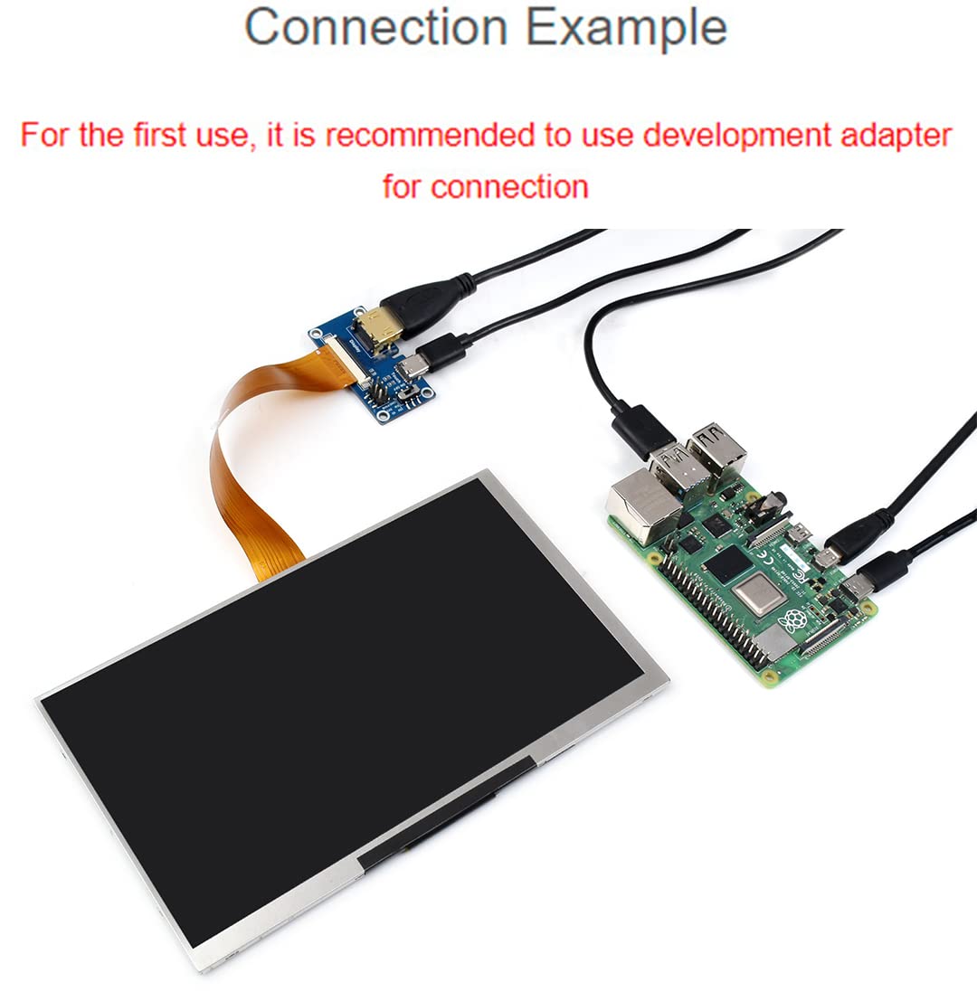 waveshare 7inch QLED Quantum Dot Display 1024x600 Pixel, Integrated Thin and Light LCD with Adapter Board, for Raspberry Pi/Jetson Nano/Windows/PC, Support Windows/Linux/Android (No Touch)