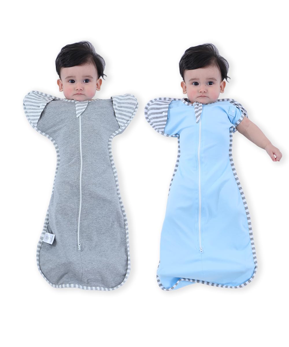 Bycc Bynn 2 Pack Sleeping Blanket Sack with High Sleeve,Transitions to Arms-Free Wearable Sleeping Bag for Baby pacify