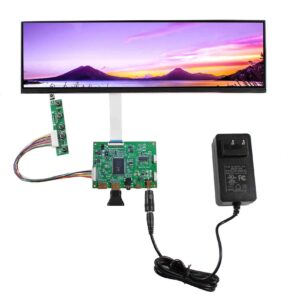 vsdisplay 12.6" nv126b5m-n41 12.6inch 1920x515 lcd screen work with 2 hd-mi mini lcd controller vs-rtd2556hm-v1 and 12v dc 2a power adapter supply us plug with 5.5x2.1mm/3.5x1.35 mm port